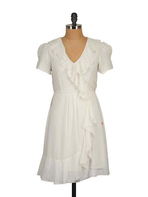 White Ruffled Dress - Tops And Tunics