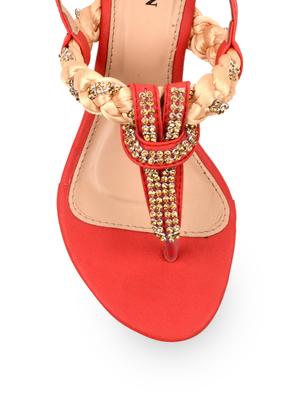 Red Wedge Sandals - 57609 - Standard Image - 4