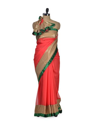 Elegant Orange & Green Saree