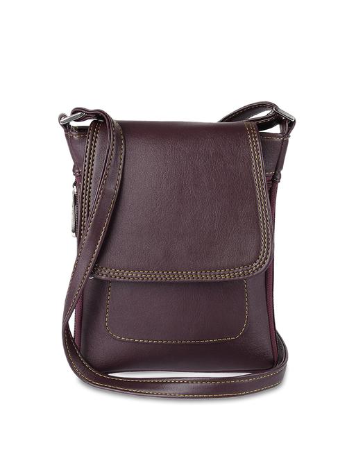 Purple Faux Leather Sling Bag - ALESSIA