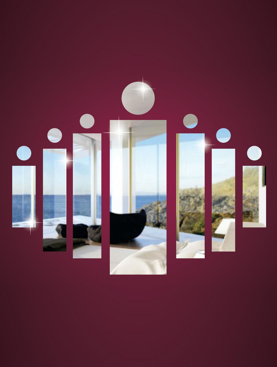 Long Bars And Circle 3D Mirror Sticker - Zeeshaan