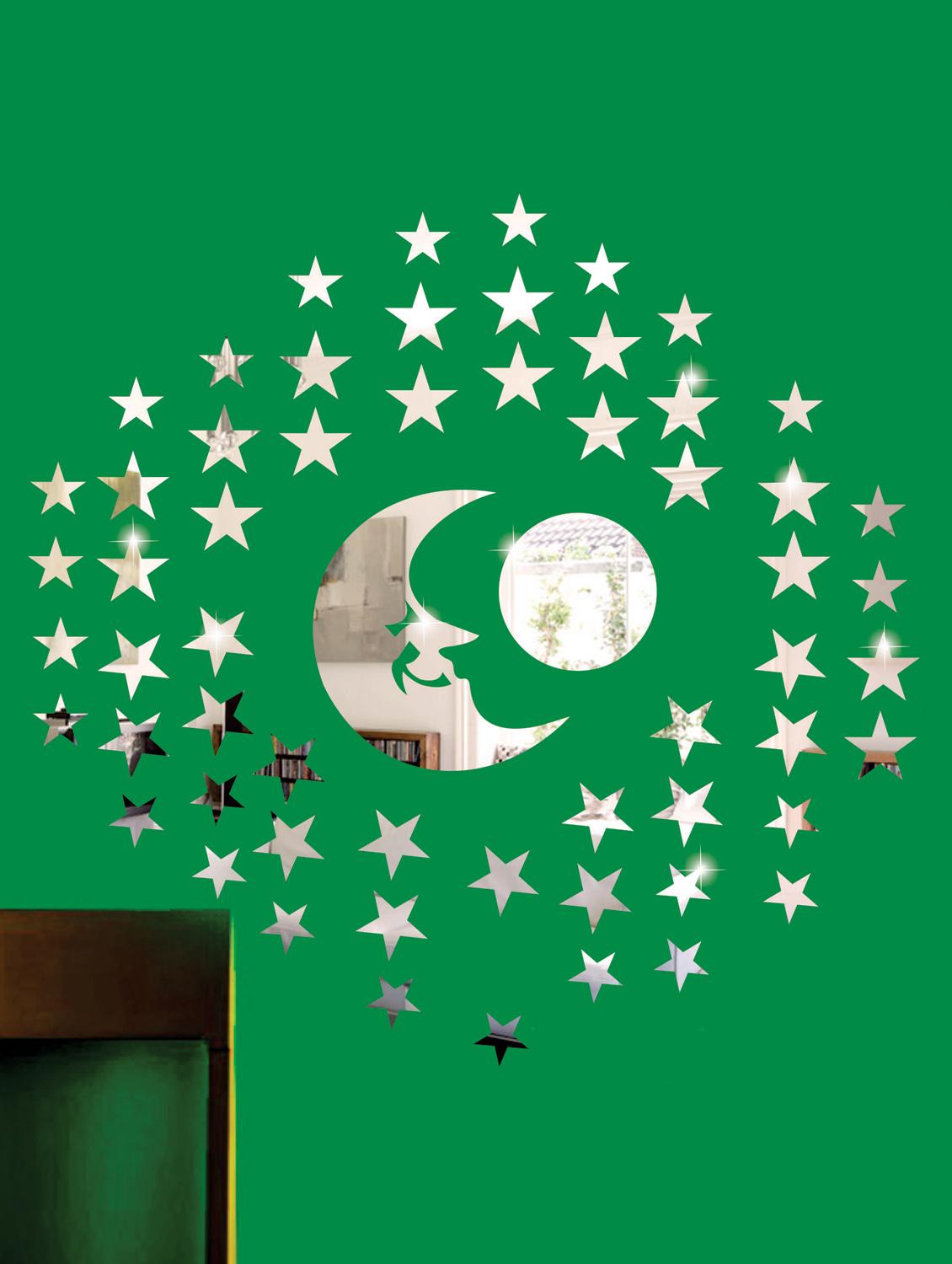 Stars And The Moon 3D Mirror Sticker - Zeeshaan