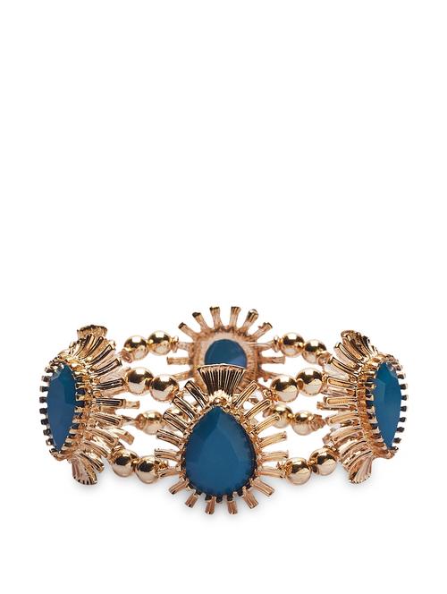 Intricate Gold Bracelet with Blue Stones - 75006 - Very Small Image - 1