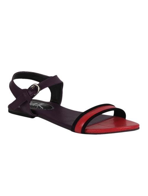 red and purple leatherette sandals - 80009 - Very Small Image - 1