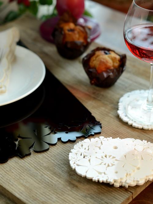 White Floral Laser Cut Acrylic Coasters (Set Of 6) - Chalk N Cheese Lifestyles