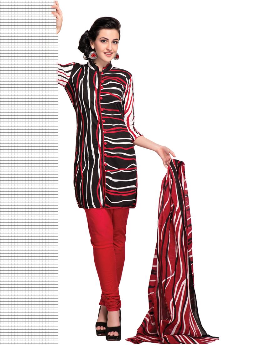 Striped Cotton Unstitched Dress Material - Ethnic Vibe