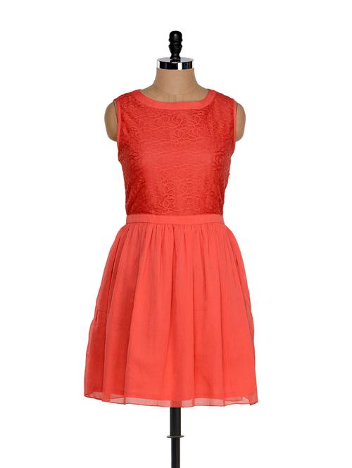 Peppy Coral Red Dress - Eavan