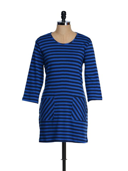 Striped Jersey Knit Dress - Feyona