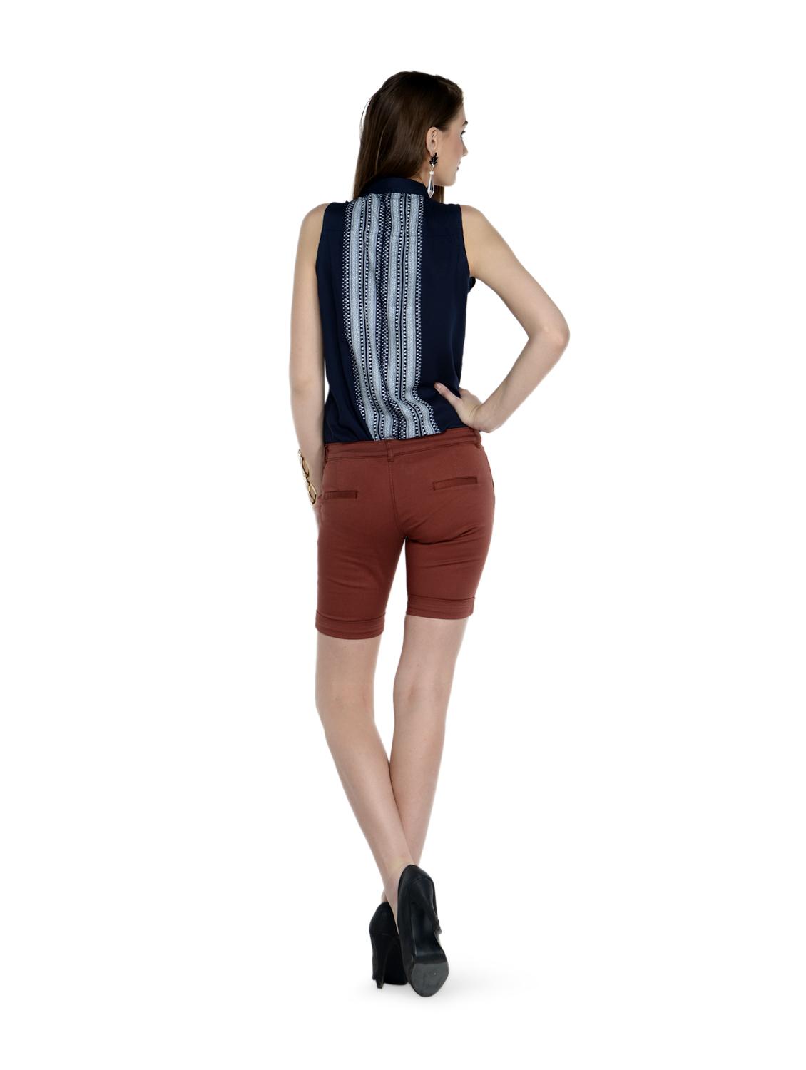 Brown Cotton Lycra Shorts - 864108 - Zoom Image - 4