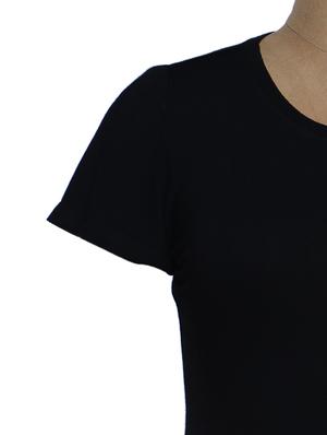 Basic black round neck cotton viscose top - 864449 - Standard Image - 4