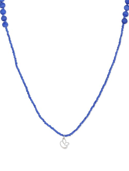 blue glass bead necklace with a silk thread - 888434 - Standard Image - 1