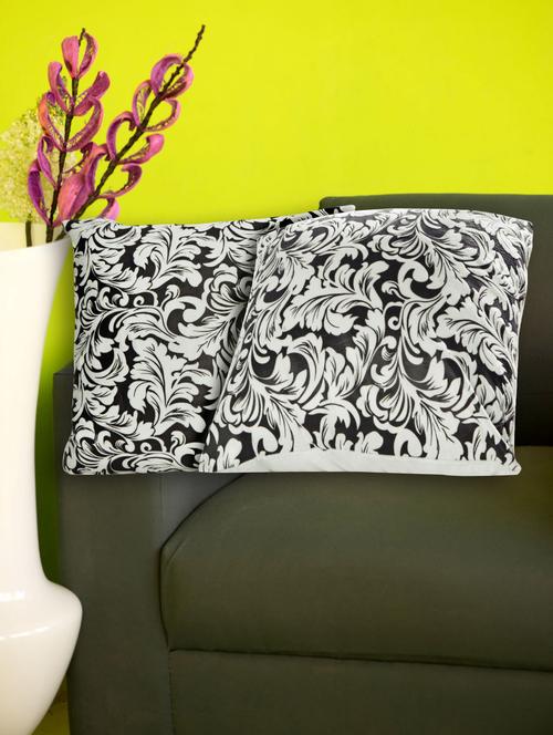 Set Of 2 Brasso Velvet Black And White Cushion Covers - Just Linen