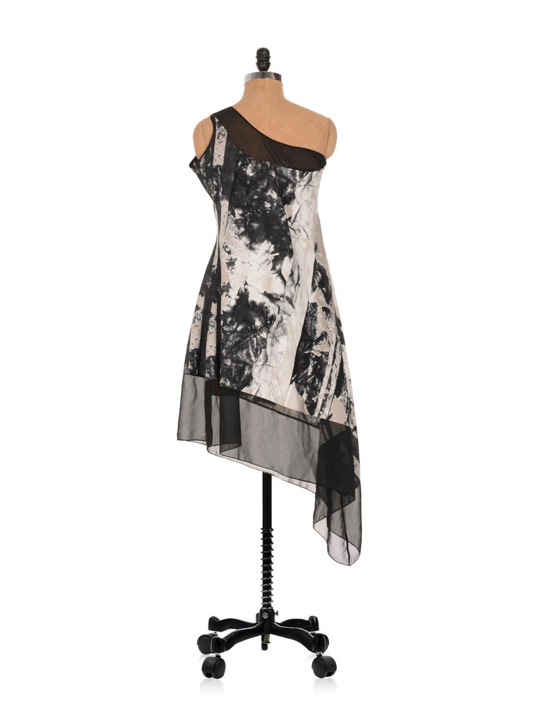 One Shouldered Printed Asymmetrical Dress - Nangalia Ruchira