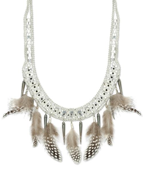 quirky and chic feather necklace in silver - 896726 - Very Small Image - 1
