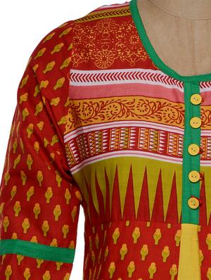 stunning red and yellow jacket style kurta - 897390 - Standard Image - 4