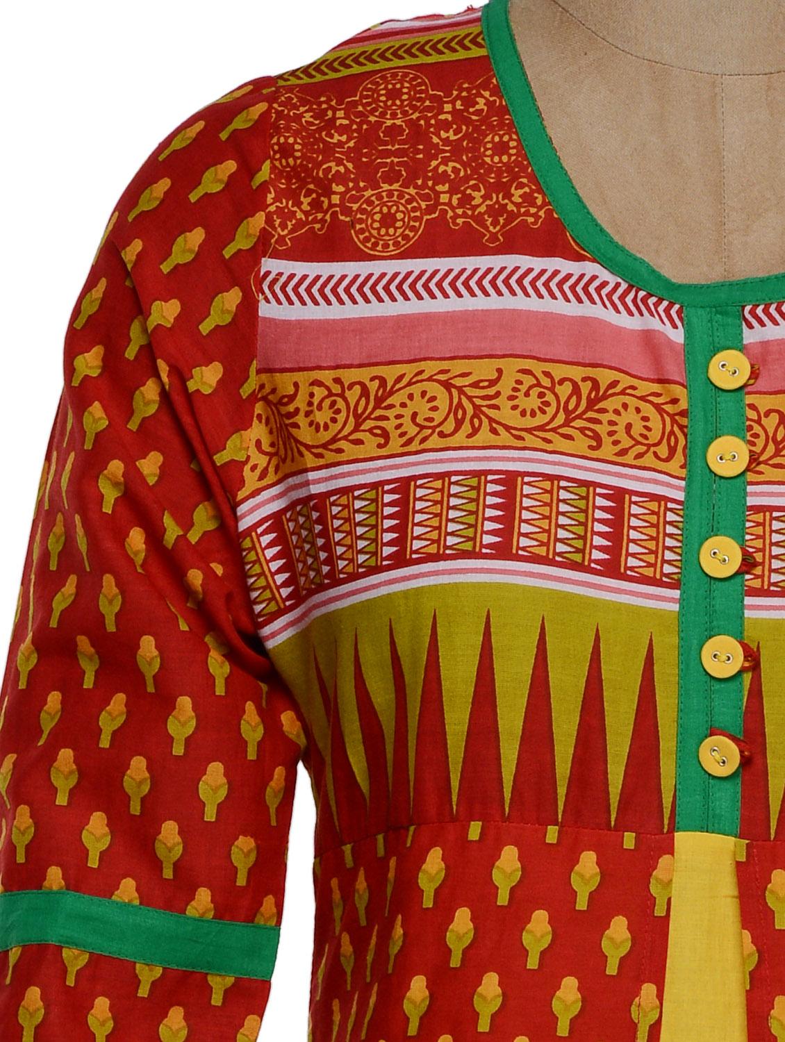 stunning red and yellow jacket style kurta - 897390 - Zoom Image - 4