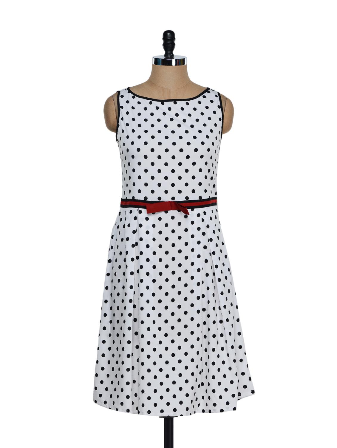 White And Black Polka Dot Dress - Eavan