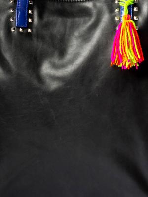 black glossy finish tote bag with a colourful tassel - 902001 - Standard Image - 4