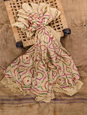 Beige georgette printed saree