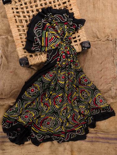 Black georgette printed saree