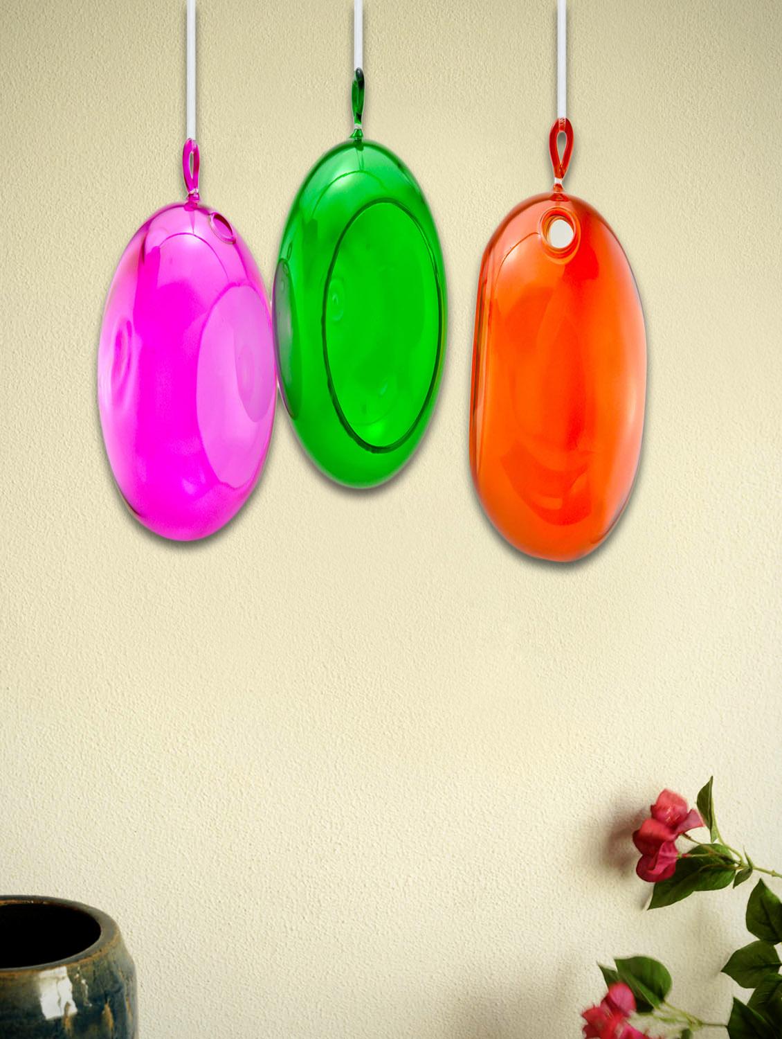 Coloured Glass Decorative Balls (Set Of 3) - Importwala