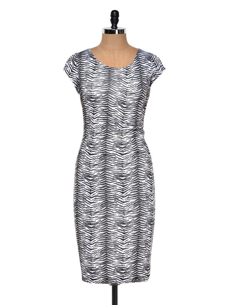 Zebra Print Midi Dress - Dress Kart