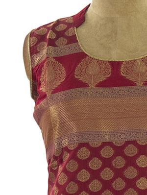Red and Gold Sleeveless Kurta - 913309 - Standard Image - 4