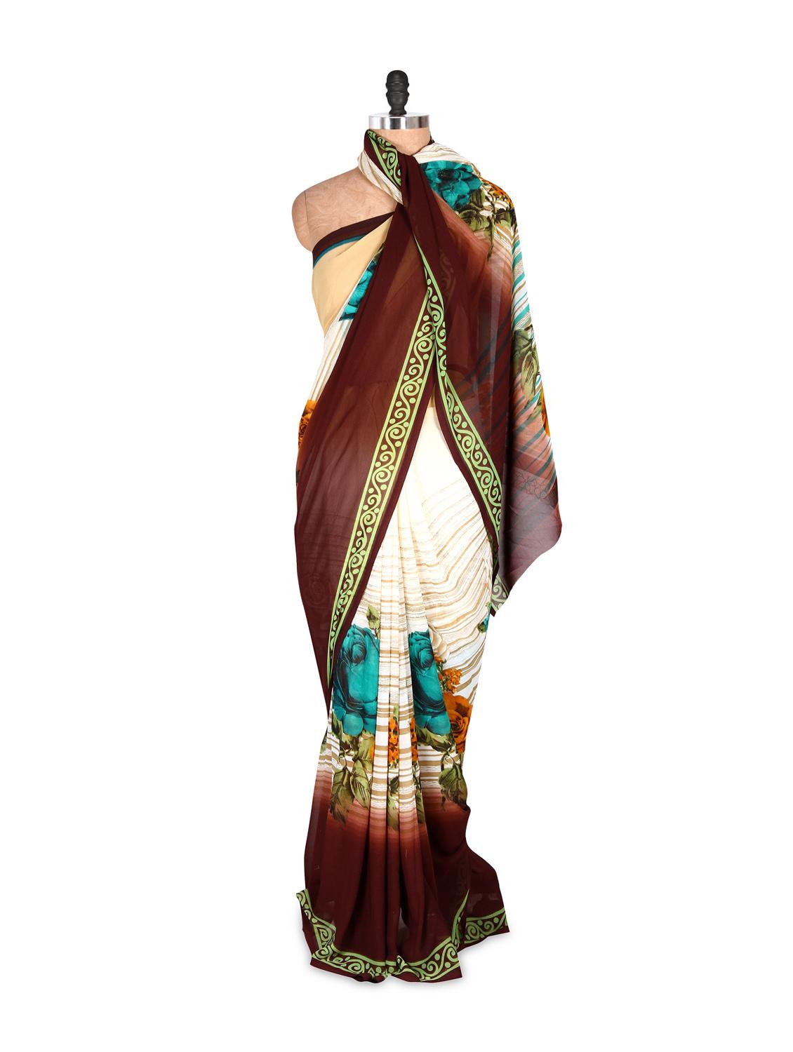 Charming Printed Art Silk Saree With Matching Blouse Piece - Saraswati
