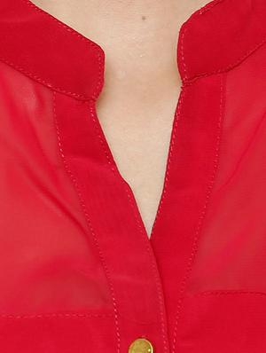 graceful red georgette shirt - 920503 - Standard Image - 4
