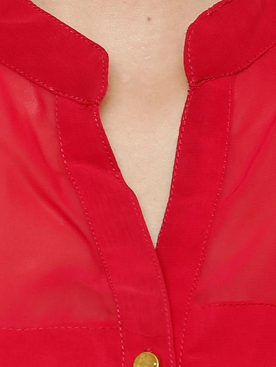 graceful red georgette shirt - 920503 - Zoom Image - 4