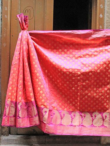 Red and Magenta Bridal Saree