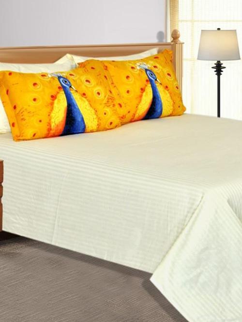 Off-white Plain 1 Double Bedsheet With 4 Pillow Covers - Salona Bichona