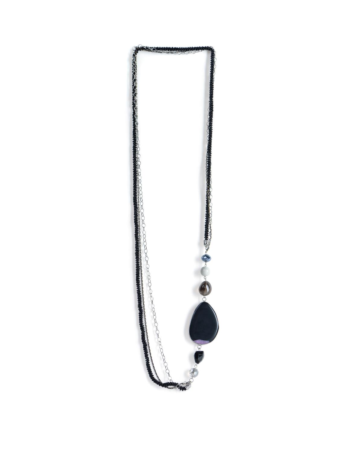Black Triple-chain Necklace - Tribal Zone