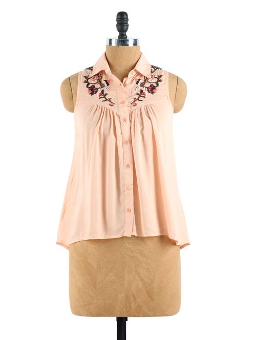 A-Line High-Low Shirt With A Floral Print - Collezioni Moda