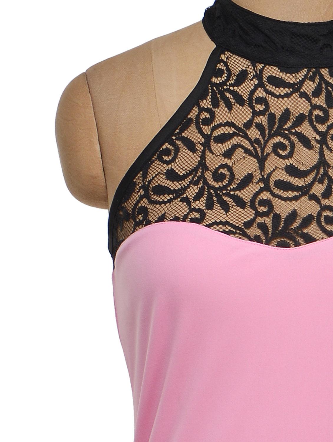 Pink halter dress with mesh inserts - 933090 - Zoom Image - 4