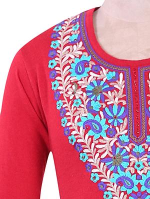 Red Winter Woolen woolen kurta - 937244 - Standard Image - 4