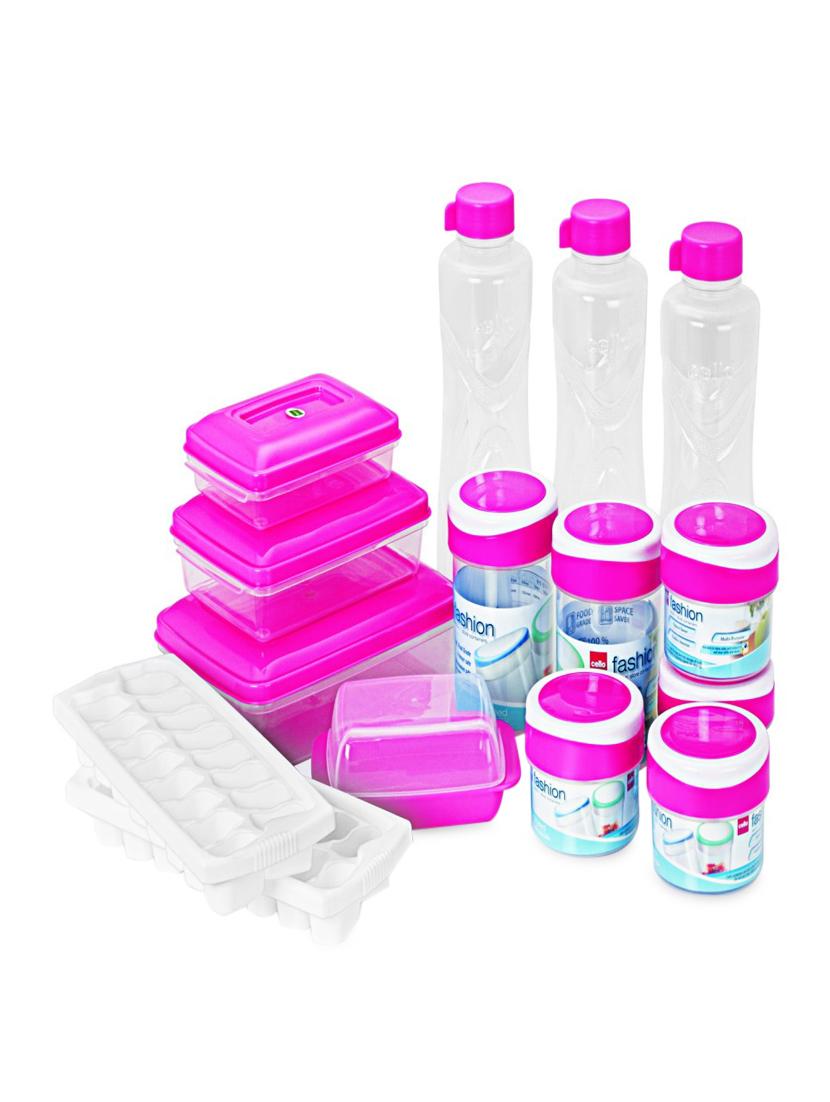 Pink Food Grade Plastic Fridge Kit Set Set Of 15 - Cello