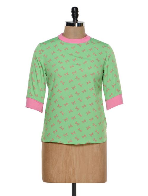 Green And Pink Bow Top - STREET 9