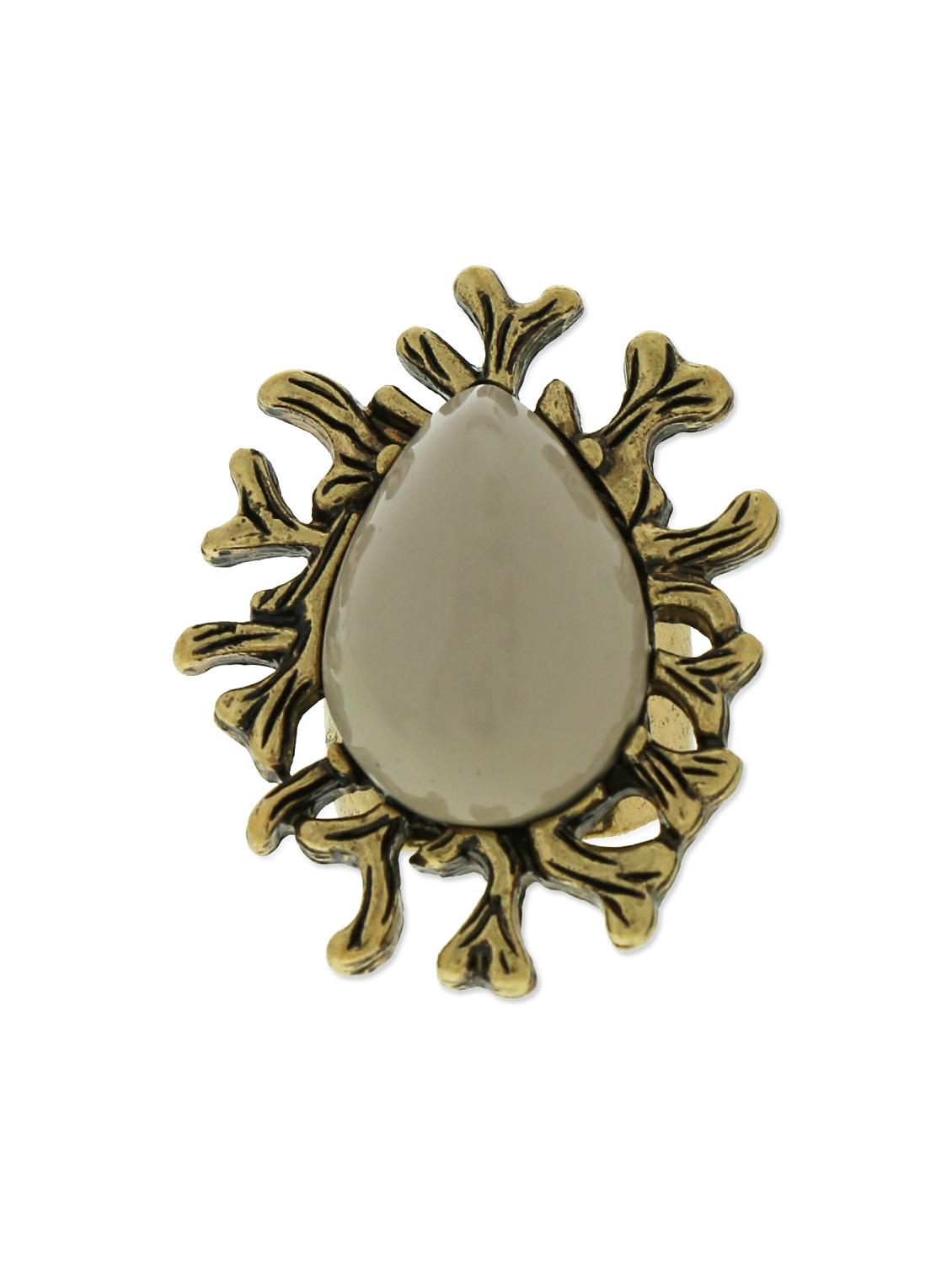 Lavender And Gold Stone Metallic Ring - By