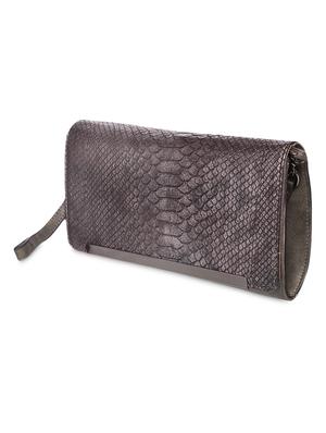 grey printed leatherette clutch - 9545948 - Standard Image - 4