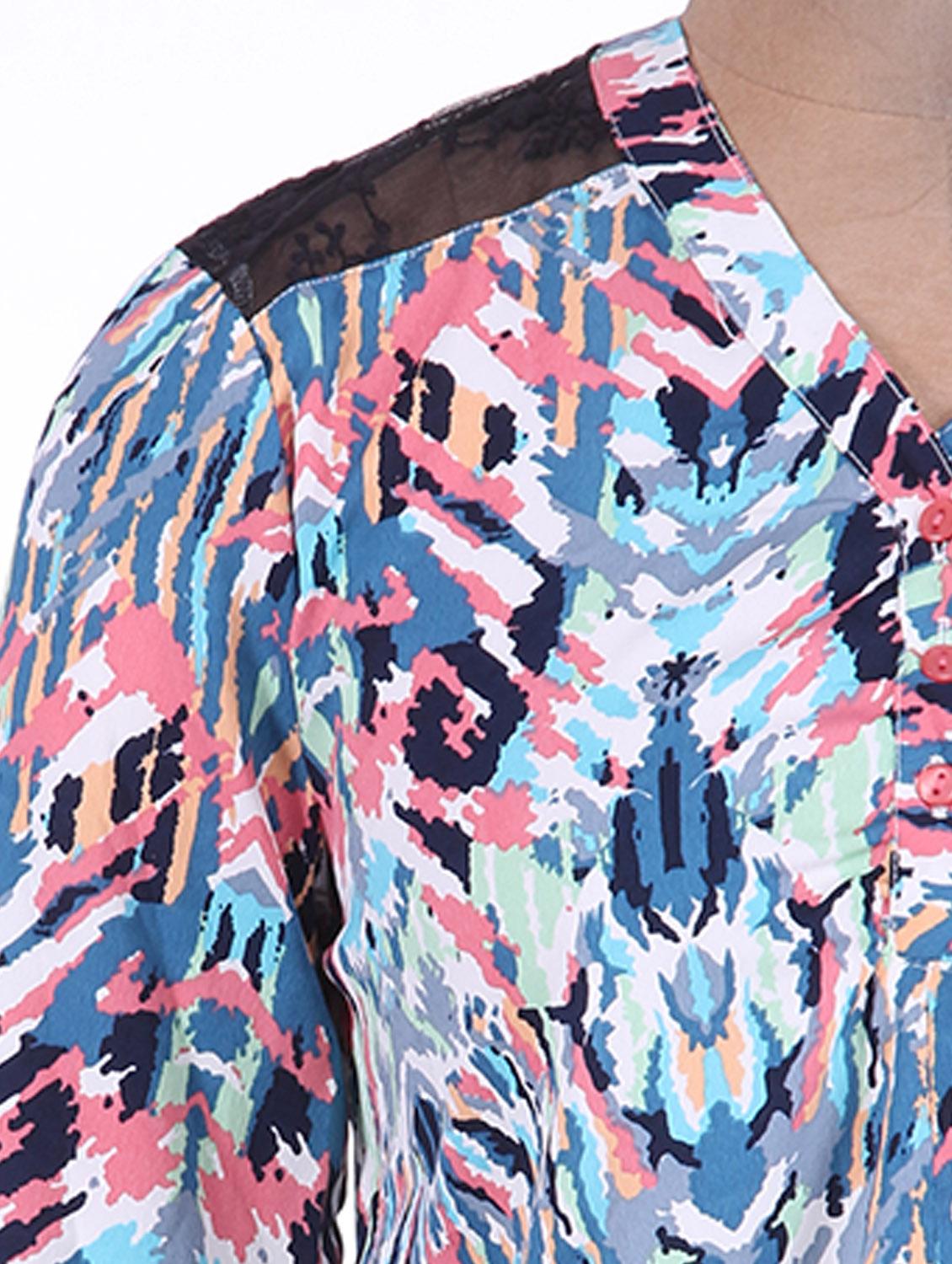 embroidered lace panel button-up Top - 9552365 - Zoom Image - 4