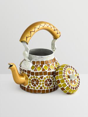 multicolored mosaic painted aluminum kettle - 9559743 - Standard Image - 4