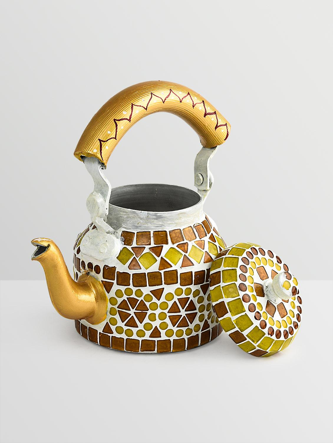 multicolored mosaic painted aluminum kettle - 9559743 - Zoom Image - 4