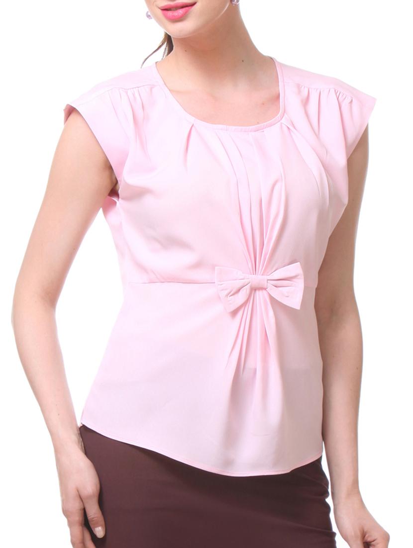 Pink Polycrepe Bow Top - By