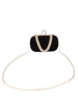 black velvet embellished clutch - 9566790 - Standard Image - 7