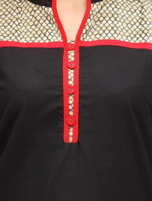 printed black cotton kurta - 9569947 - Standard Image - 4