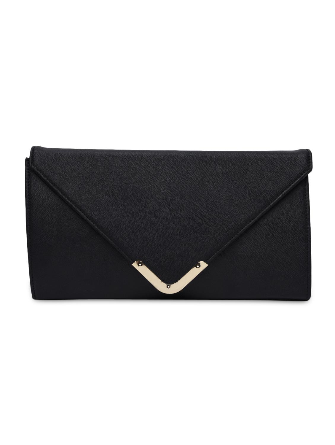 Black Leatherette Plain Clutch - By