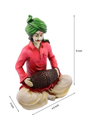 green and orange polyresin rajasthani musician showpiece - 9572165 - Standard Image - 4