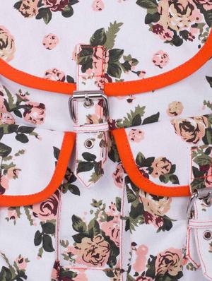 white floral printed canvas backpack - 9594075 - Standard Image - 4