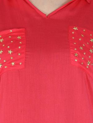 pink embellished rayon kurti - 9595800 - Standard Image - 4
